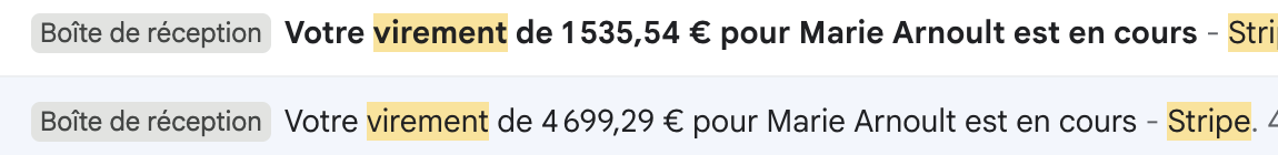 Notifications de paiements reçus